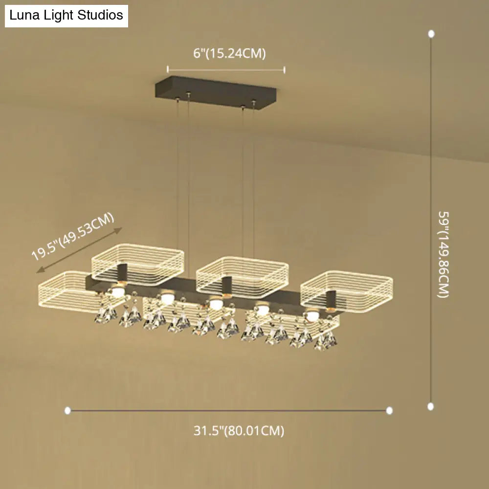 Modern Black Squares Island Suspension Light For Acrylic Dining Room Fixture