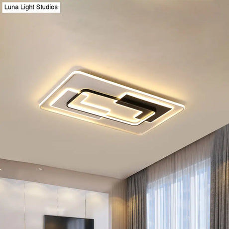 Modern Black Super Thin Led Flush Mount Ceiling Lamp In Warm/White Light