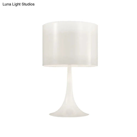 Modern Black/White Drum Table Light- Curvaceous Base Simple Style- 1 Light Metal Lamp- 10/12 Dia-