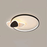 Modern Black - White Geometric Led Flush Ceiling Light For Bedroom / Remote Control Stepless