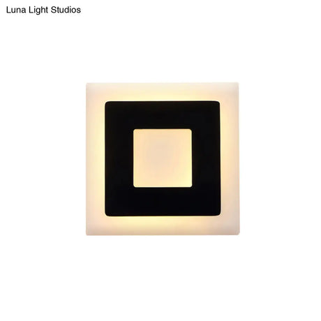 Modern Black/White Led Sconce Lamp - 1 Light Acrylic Wall Mount In Warm/White