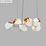 Modern Black/White Multifaceted Metal Chandelier Light - 8/12 Heads Perfect For Dining Rooms And