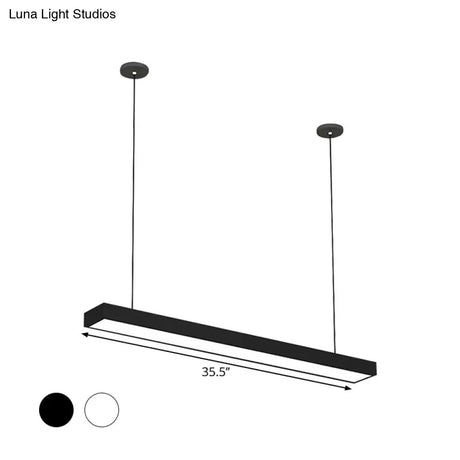 Modern Black/White Rectangle Pendant Light - 23.5’/35.5’/47’ Wide Led Iron Hanging Fixture