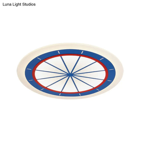 Modern Blue Circle Acrylic Flush Mount Ceiling Light For Bedroom