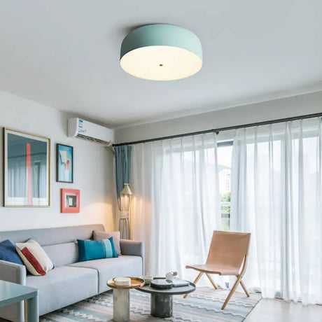Modern Blue Led Flush Mount Ceiling Light Fixture For Kitchen - 14’/19’ Wide / 14’