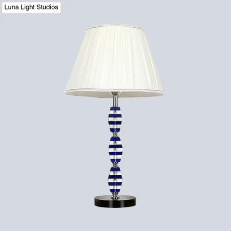 Modern Blue Table Lamp With Tapered Shade For Dining Room Or Desk
