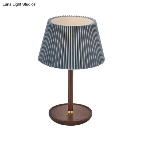 Modern Blue/White Table Lamp With Flared Fabric Shade - Perfect For Living Room