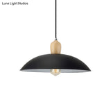 Modern Bowl Ceiling Pendant Light In Black/White 12.5’/16’ Diameter