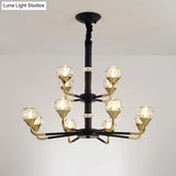 Modern Branching Crystal Ball Chandelier | 6/8/12 Head Suspension Light in Black-Gold