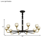 Modern Branching Crystal Ball Chandelier | 6/8/12 Head Suspension Light in Black-Gold