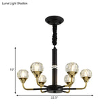Modern Branching Crystal Ball Chandelier | 6/8/12 Head Suspension Light in Black-Gold