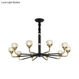 Modern Branching Crystal Ball Chandelier | 6/8/12 Head Suspension Light in Black-Gold