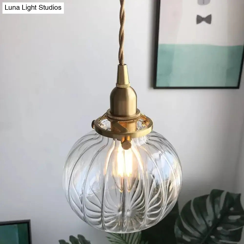 Modern Brass Elliptical Pendant Lamp With Blue/Clear/Green Glass - Ideal For Dining Room Ceiling