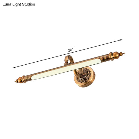 Modern Brass Led Wall Lamp For Vanity Mirror In Warm/White Light - 20/24 Wide Tubular Design