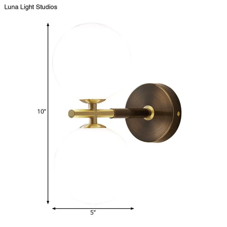 Modern Brass Led Wall Sconce Light - White Glass Mid Century Fixture (1/2 Bulbs)