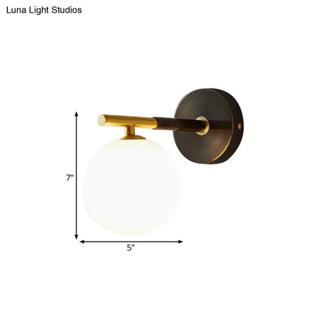 Modern Brass Led Wall Sconce Light - White Glass Mid Century Fixture (1/2 Bulbs)