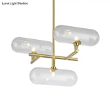 Modern Brass Pendant Chandelier with Clear Glass Shades - Ideal for Dining Rooms Clear