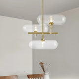 Modern Brass Pendant Chandelier with Clear Glass Shades - Ideal for Dining Rooms Clear