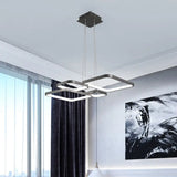 Modern Brown 4/5 Tiered Chandelier With Square Acrylic Led Pendant - Warm/White Lighting / 4 Tiers