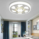 Modern Brown/White Circle Flush Ceiling Light With Led Acrylic & Crystal In White - 3 Color