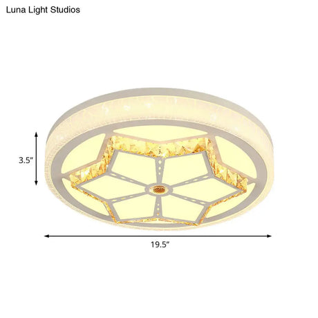 Modern Brown/White Flushmount Ceiling Light With Crystal Deco For Bedroom