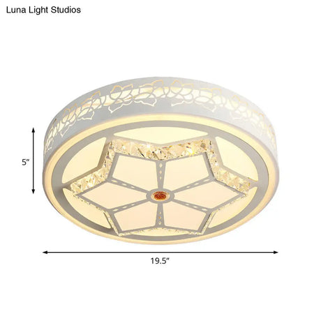 Modern Brown/White Flushmount Ceiling Light With Crystal Deco For Bedroom