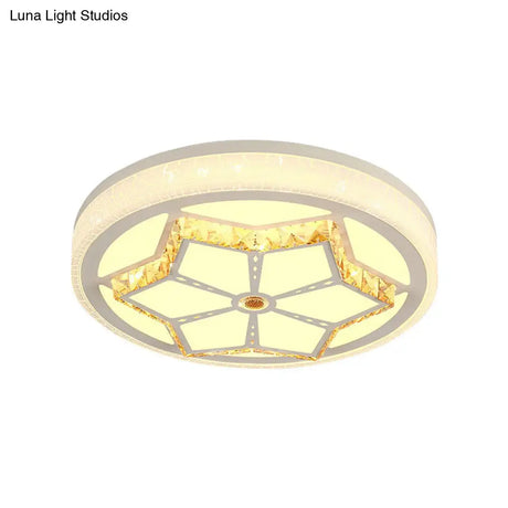 Modern Brown/White Flushmount Ceiling Light With Crystal Deco For Bedroom