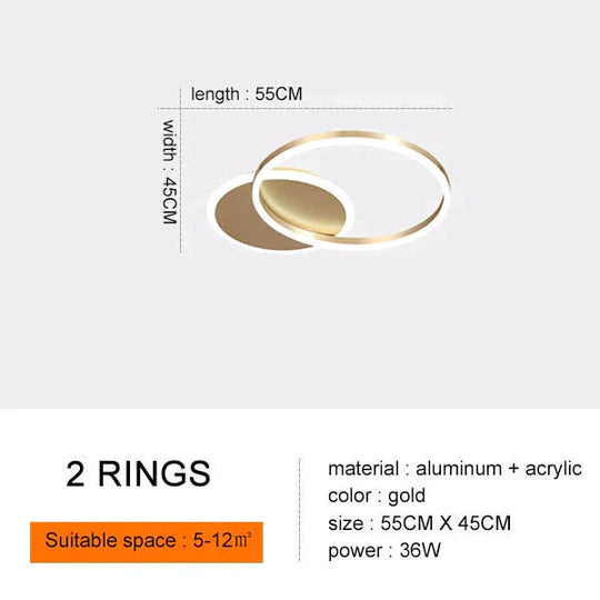 Modern Ceiling Lights For Living Room Circle Gold Brown Led Plafon Decor Bedroom Lamps Fixture With