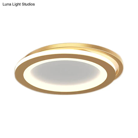 Modern Ceiling Mounted Flush Lighting In Black/Gold - Round/Square Metal Led Fixture For Hallways