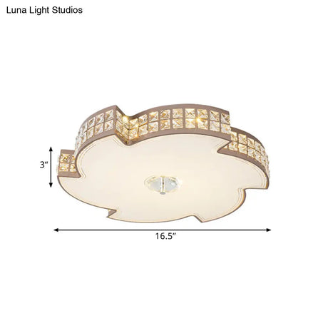 Modern Champagne Led Ceiling Light With Square - Cut Crystals 16.5’/21.5’ Width