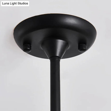 Modern Chic Multi-Light Glass Ball Chandelier - Black Wrought Iron Body Living Room Hanging Light