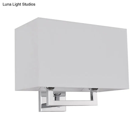 Modern Chrome 2-Light Rectangular Fabric Wall Lamp