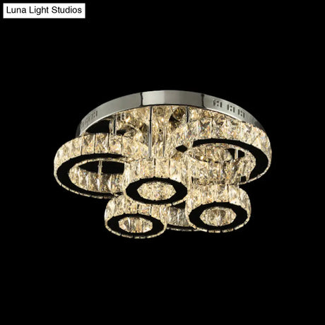 Modern Chrome Crystal Flush Mount Led Lamp For Bedroom Ceiling