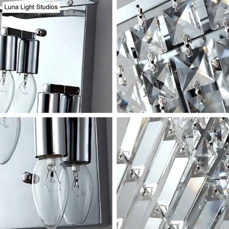 Modern Chrome Crystal Prism Sconce Lighting - Wall Mounted Lamp For Corridors
