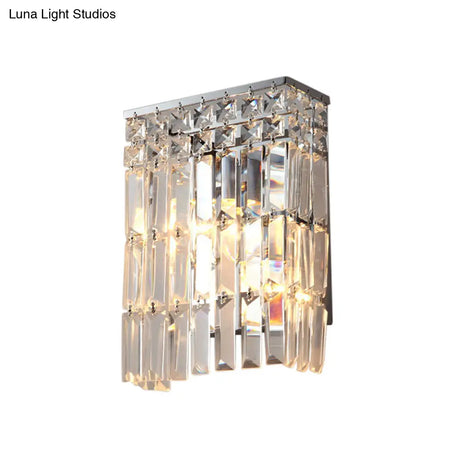 Modern Chrome Crystal Prism Sconce Lighting - Wall Mounted Lamp For Corridors