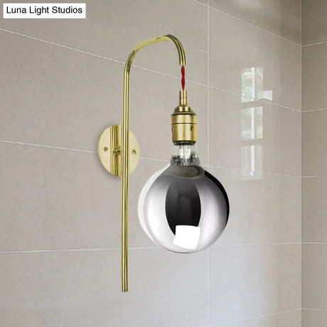 Modern Chrome/Gold Sconce Light With Clear Glass Globe Fixture For Living Room