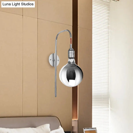 Modern Chrome/Gold Sconce Light With Clear Glass Globe Fixture For Living Room