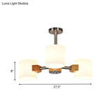 Modern Chrome Semi Flush Ceiling Lamp With White Glass - 2/3 Lights Living Room Lighting