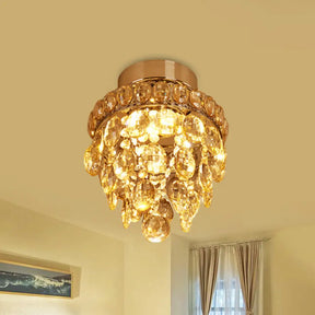 Modern Chrome Single - Bulb Crystal Ceiling Flush Mount Light