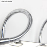 Modern Chrome Swoop Arm Led Vanity Wall Sconce With Seedy Crystal For Stylish Bath Decor