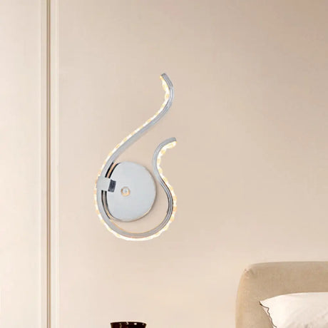 Modern Chrome Twist Wall Light Sconce With Led Bedside Lamp - Warm/White / White