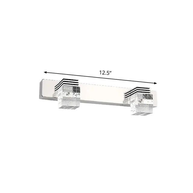 Modern Chrome Vanity Light Fixture With Clear Crystal Accents - 2/3 Bulbs Warm/White