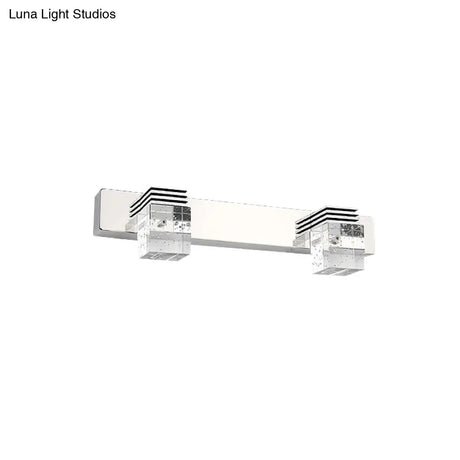 Modern Chrome Vanity Light Fixture With Clear Crystal Accents - 2/3 Bulbs Warm/White