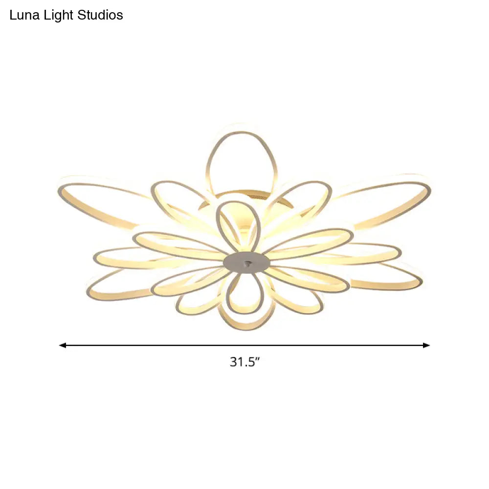 Modern Chrysanths Ceiling Led Light Fixture For Living Room In Warm Or White Sizes 23.5’ - 41
