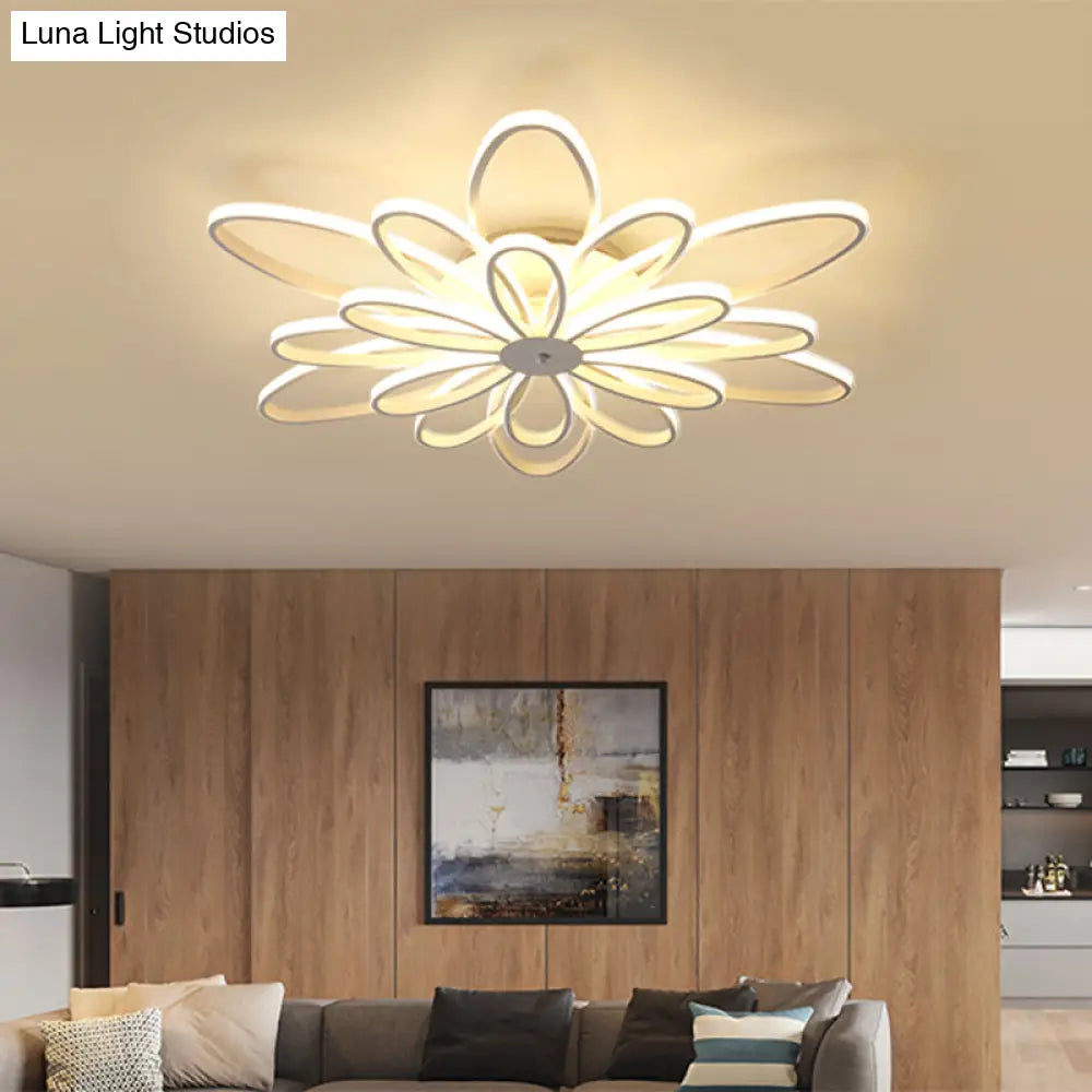 Modern Chrysanths Ceiling Led Light Fixture For Living Room In Warm Or White Sizes 23.5’ - 41
