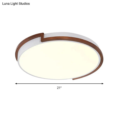 Modern Circle Flush Mount Macaron Metal Led Lamp White/Green With Acrylic Diffuser For Living Room