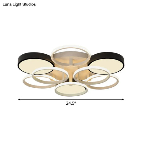 Modern Circular Acrylic Flush Ceiling Light: Stylish Black Finish 2/3 Lights Mount Fixture For