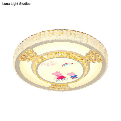 Modern Circular Flushmount Led Ceiling Light With Clear Crystal And Fun Patterns – Ideal For Bedroom