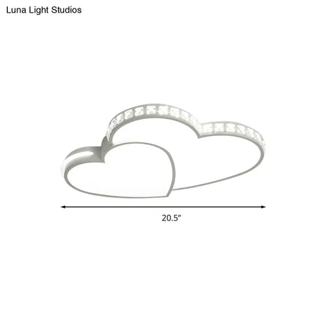 Modern Clear Acrylic Led Heart Ceiling Light In White For Foyer