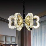 Modern Clear Crystal Heart Chandelier - Led Down Lighting Stainless-Steel Warm/White Light Ideal